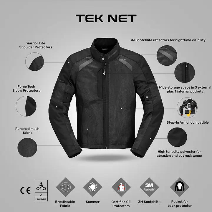 Spidi  |  7111103052  Tek Net Jacket - Black - Master