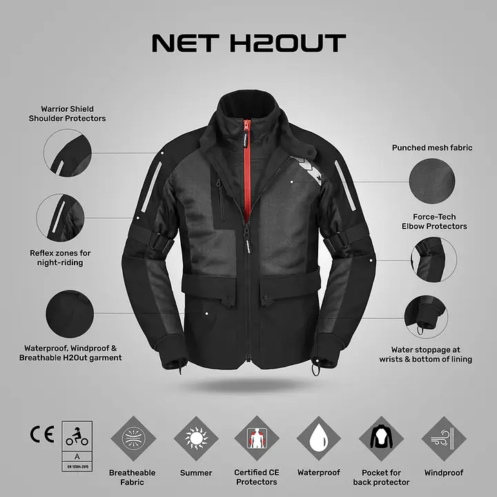 Spidi  |  7111103012  Net H2Out Jacket - Black - Master