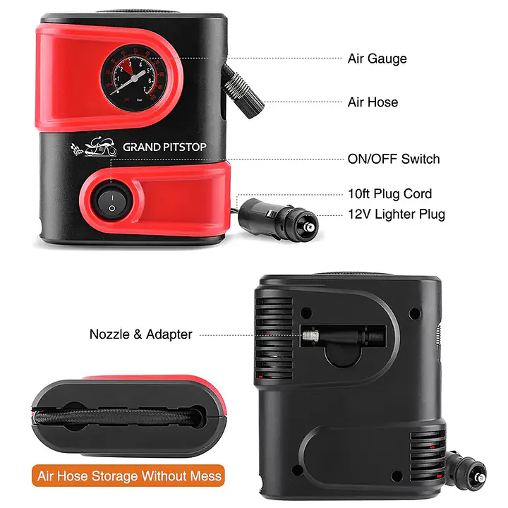 Grand PitStop  |  7513300011  Tire Inflator Machine Dual Port for Car and Bike - Master