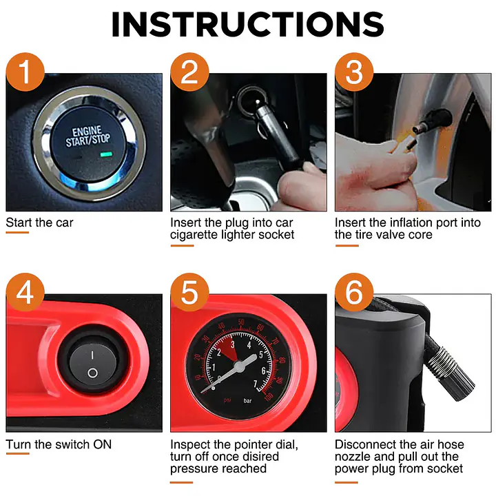 Grand PitStop  |  7513300011  Tire Inflator Machine Dual Port for Car and Bike - Master