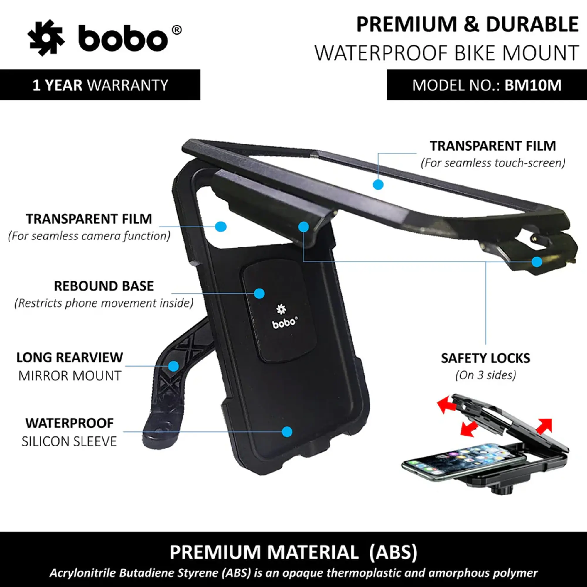 Bobo Gears  |  7493000151  BM10M - Waterproof Mirror (No Charger) - Master