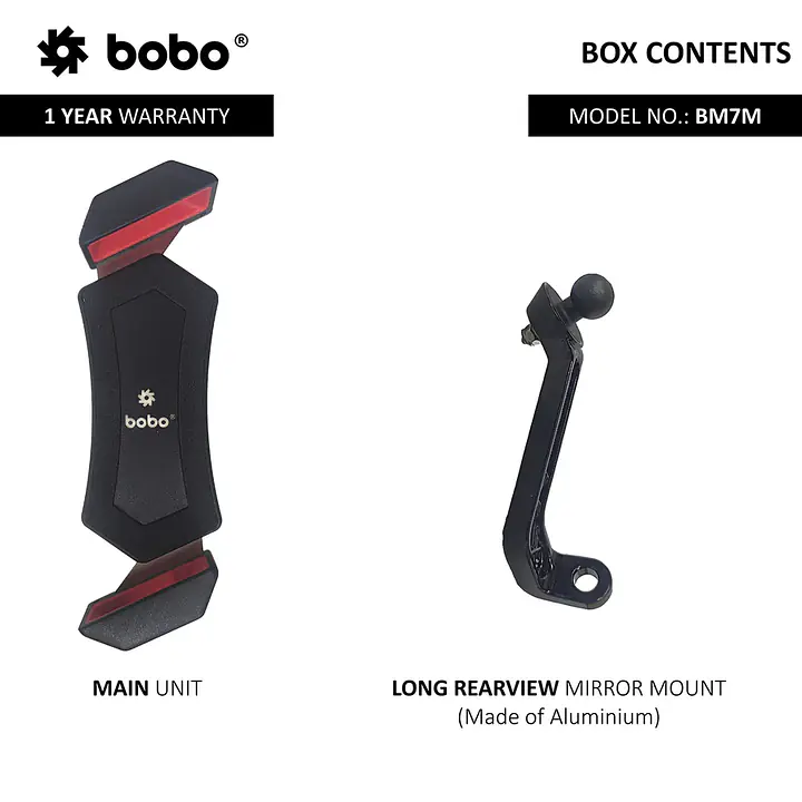 Bobo Gears  |  7493000101  BM7M - Diagonal-Grip Mirror Mount (No Charger) - Master